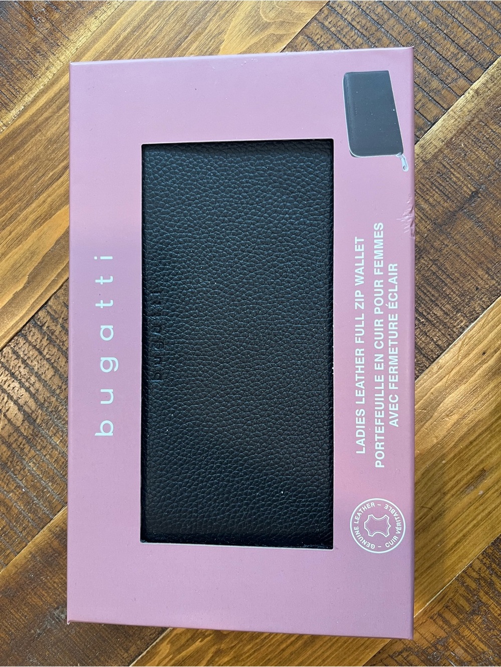 Bugatti Black Pebbled Leather Zip Card Holder